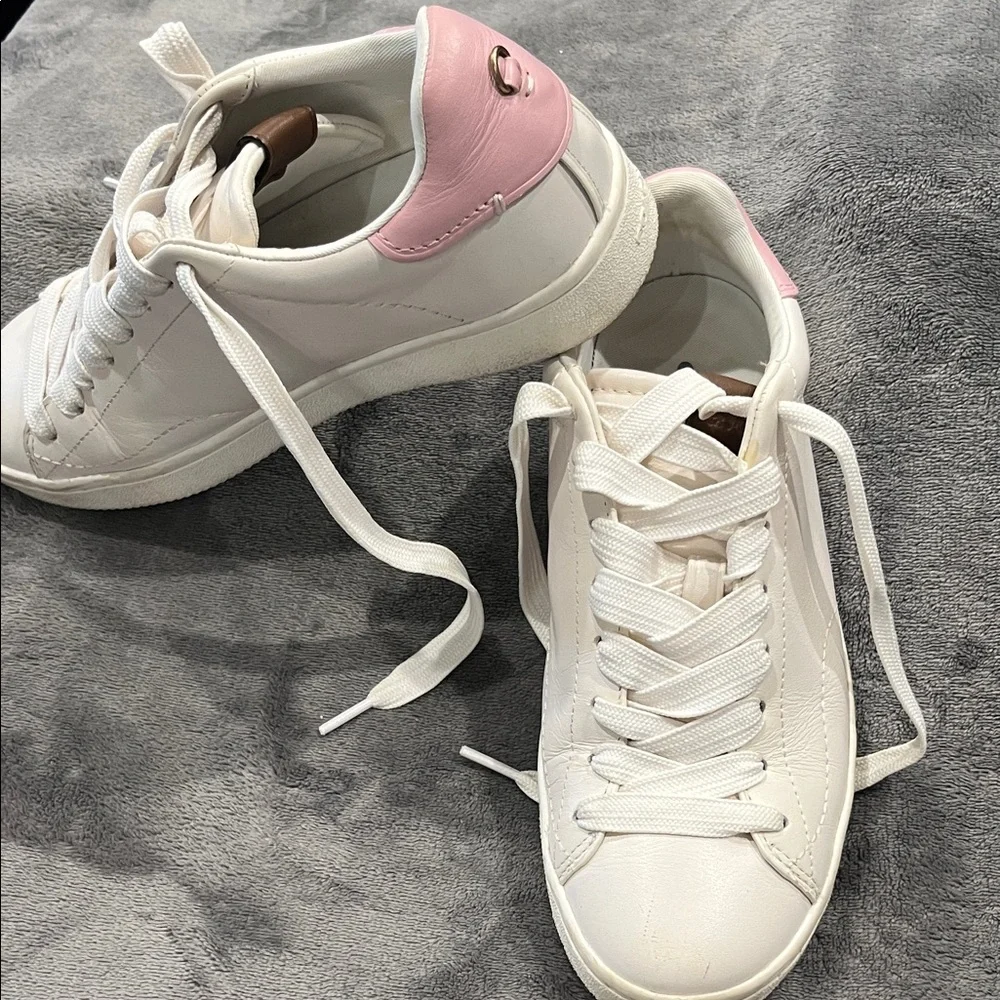 Coach White and Pink Women's Sneakers - Picture 3 of 9